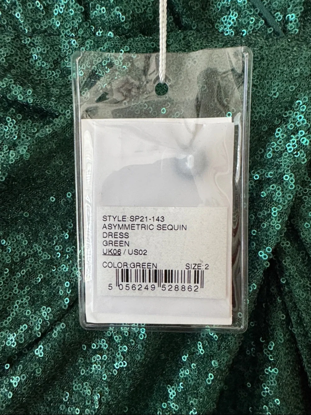 NWT - Size 2 - Self-Portrait Emerald Green Sequin One-Shoulder Mini Dress - Picture 2 of 4